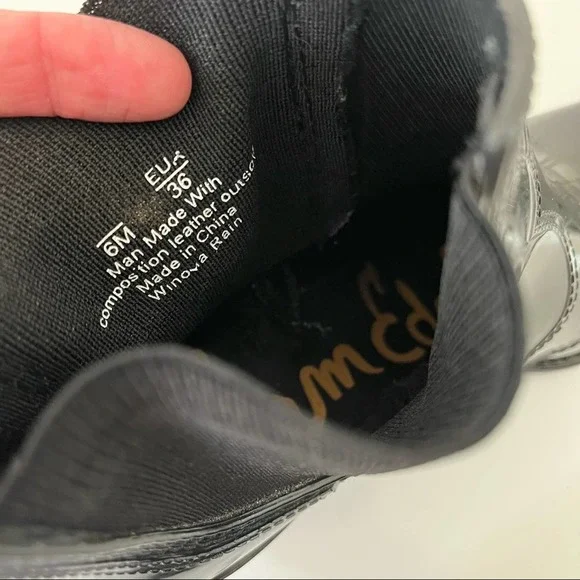 Sam Edelman Pointed Toe Western Bootie Rubber Rain Boot Size 6 Black - Picture 8 of 9